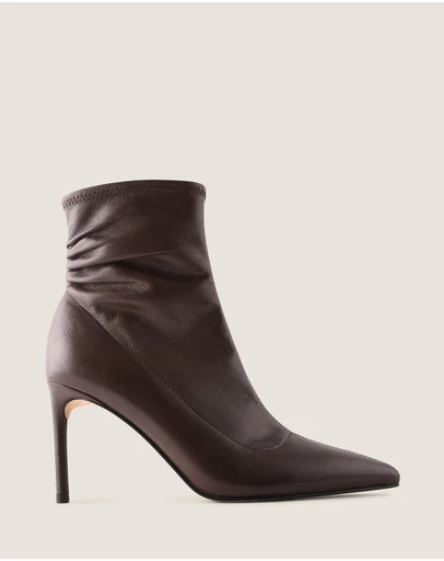 Shelly Shen - Delta Heel Ankle Boots Brown Leather