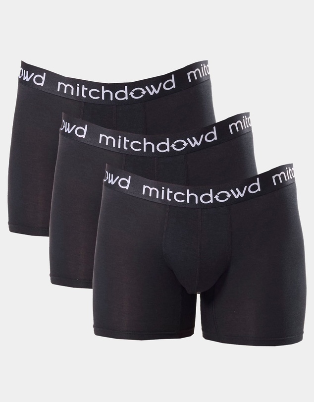 Mitch Dowd - Mens Bamboo Comfort Long Leg Trunk 3 Pack - Black