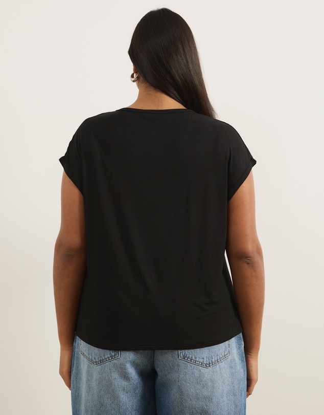 Atmos&Here Curvy - Cap Sleeve Scoop Neck T-Shirt In Jersey