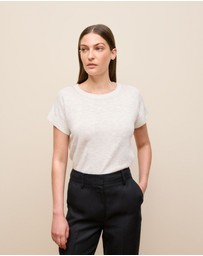 Trenery - Linen Cotton Relaxed Crew T-shirt in White