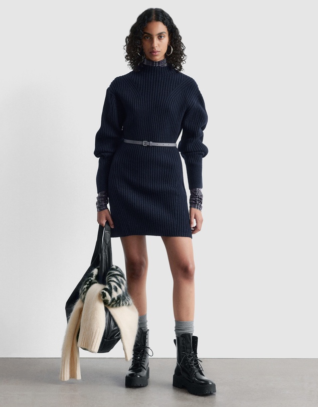 & Other Stories - Rib-Knit Mock-Neck Mini Dress