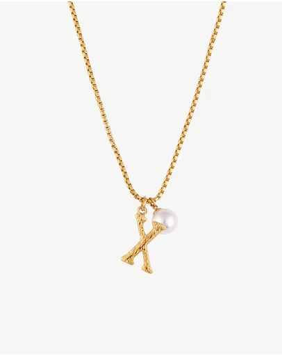 Zahar - Pearl Letter X Necklace