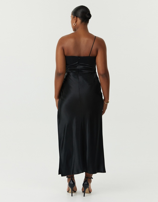 Third Form - Satin Gather One Shoulder Dress