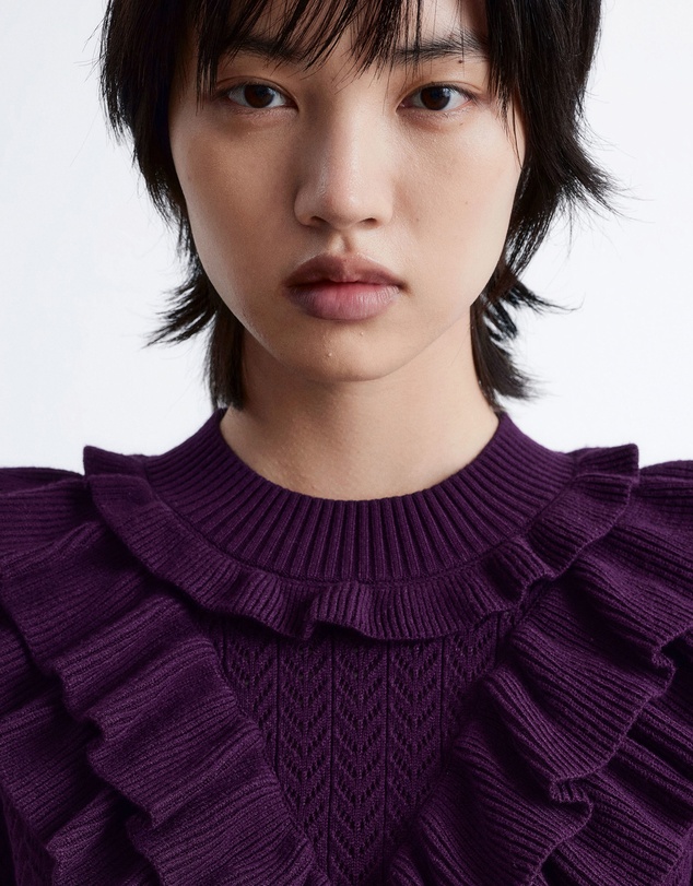 & Other Stories - Pointelle-Knit Ruffle Top