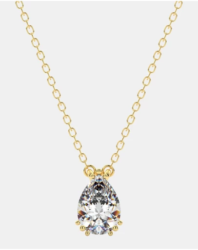 Georgini - Georgini Elegant Essentials 7mm Pear Cut Hidden Halo Pendant Gold