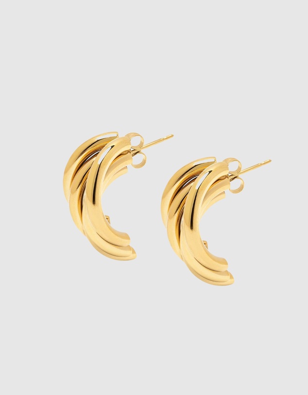 Nialaya Jewellery - Bold Layered Hoops in Gold