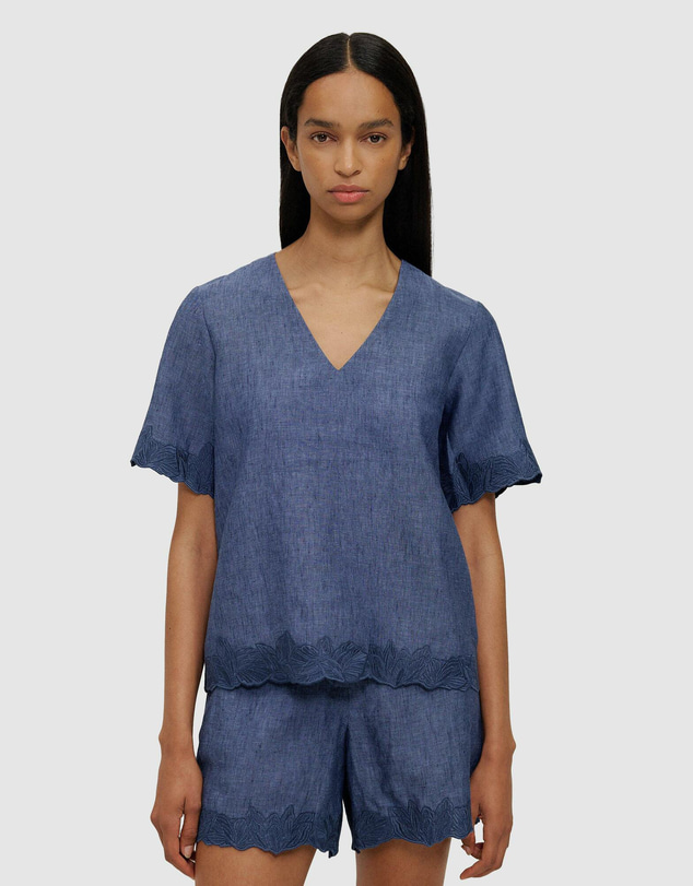 Trenery - Linen Embroidered Detail Popover