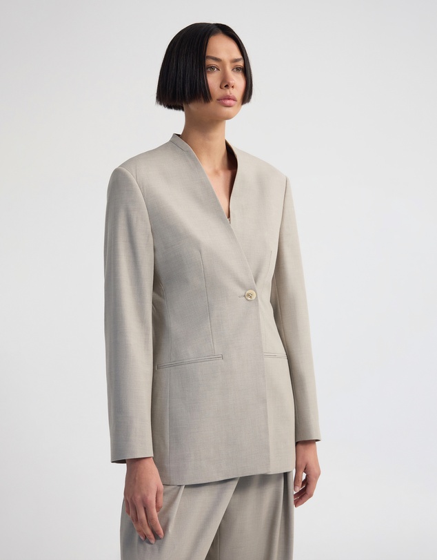 Oxford - Carlie Wool Blend Collarless Blazer