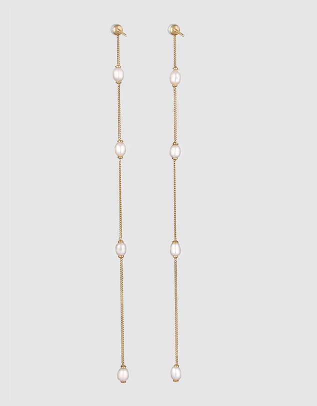 Elli Jewelry - Earrings Stud White Freshwater Pearls 925 Sterling Silver Gold Plated