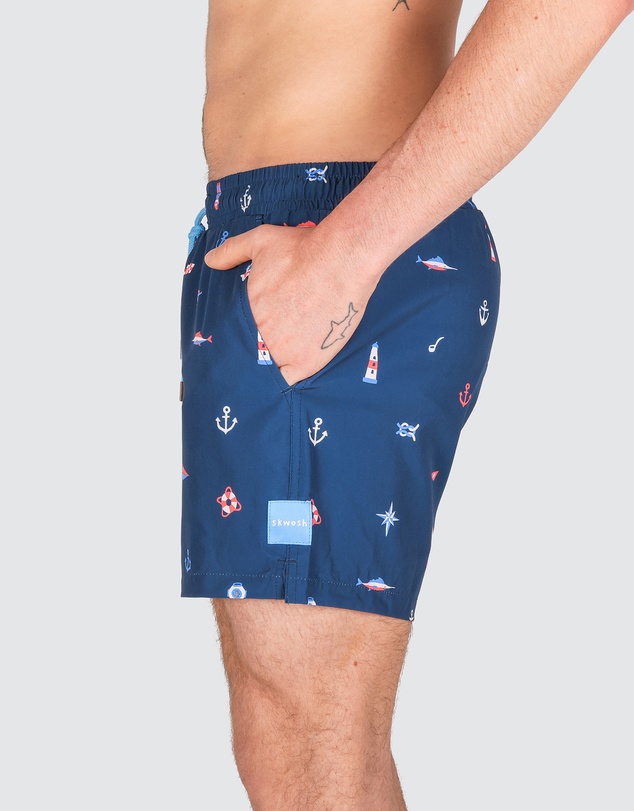 Skwosh - Moby Sick Men's Eco Swim Shorts in Navy