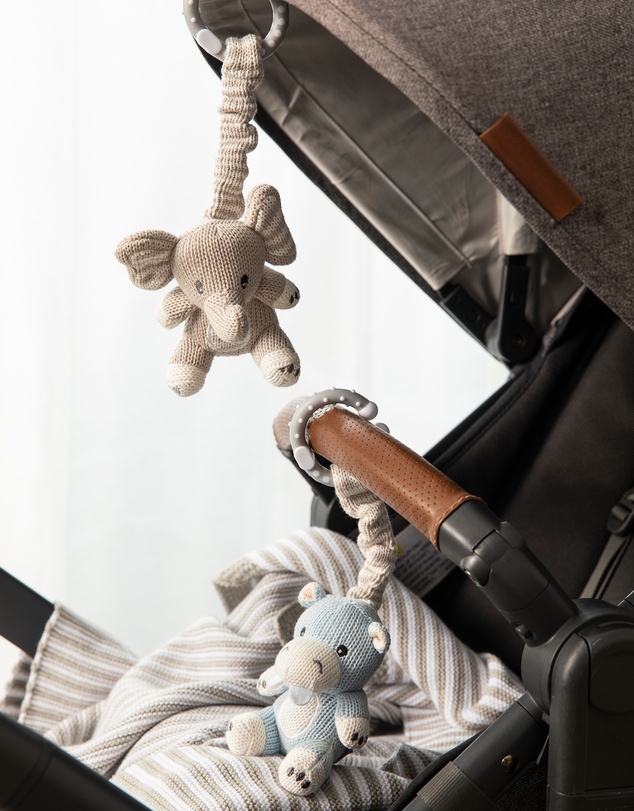 Living Textiles - 2 Pack Stroller Toys - Elephant & Hippo