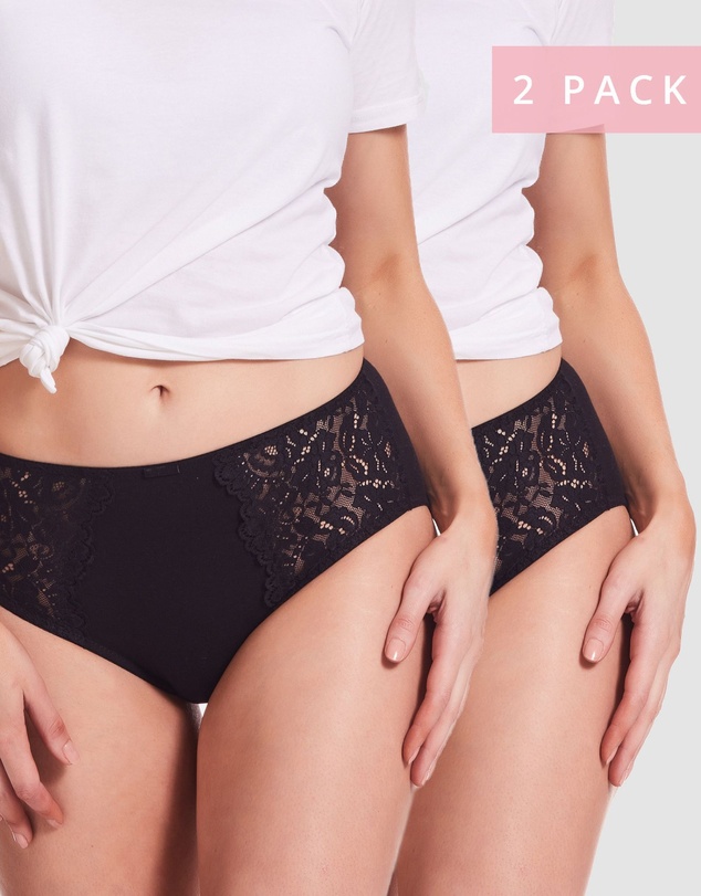 Kayser - 2 Pack Daily Essentials Stretch Lace & Cotton Full Brief (219)
