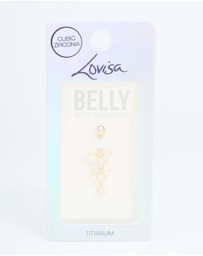 Lovisa - Gold Plated Titanium Cubic Zirconia Butterfly Belly Bar
