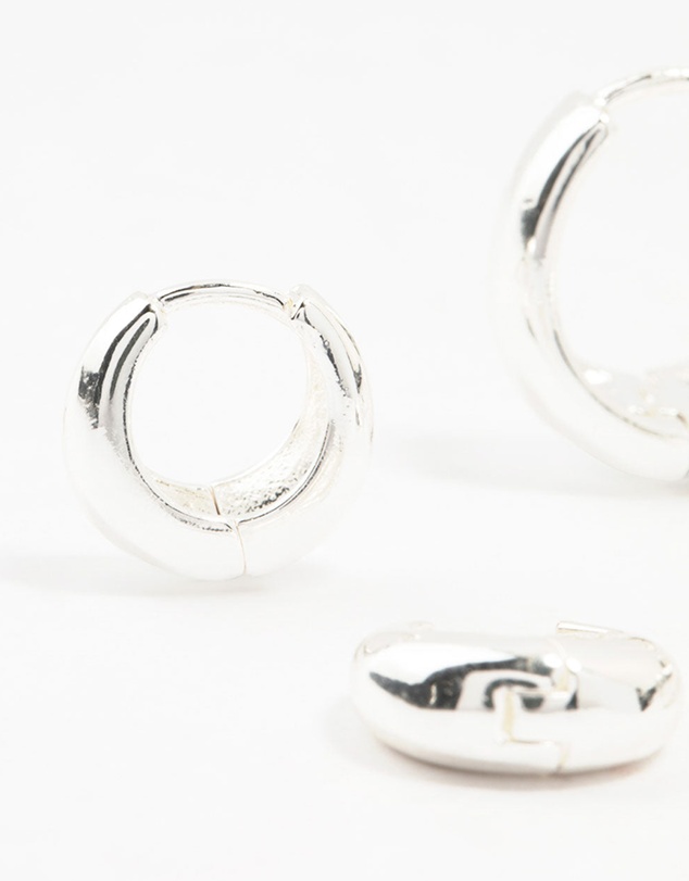 Lovisa - Silver Plated Brass Chunky Mixed Hoop Earrings 3-Pack