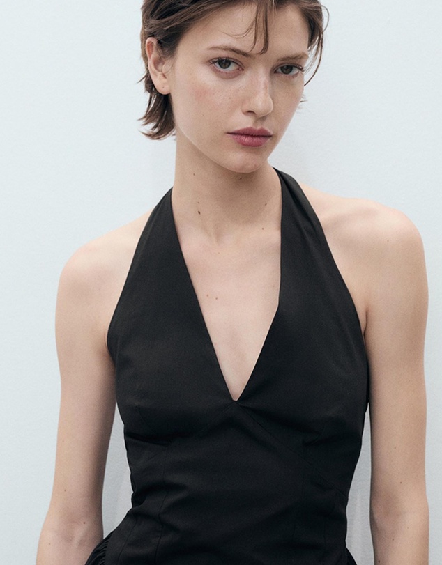 M.N.G - Valenti Halter Neck Cotton Midi-Dress