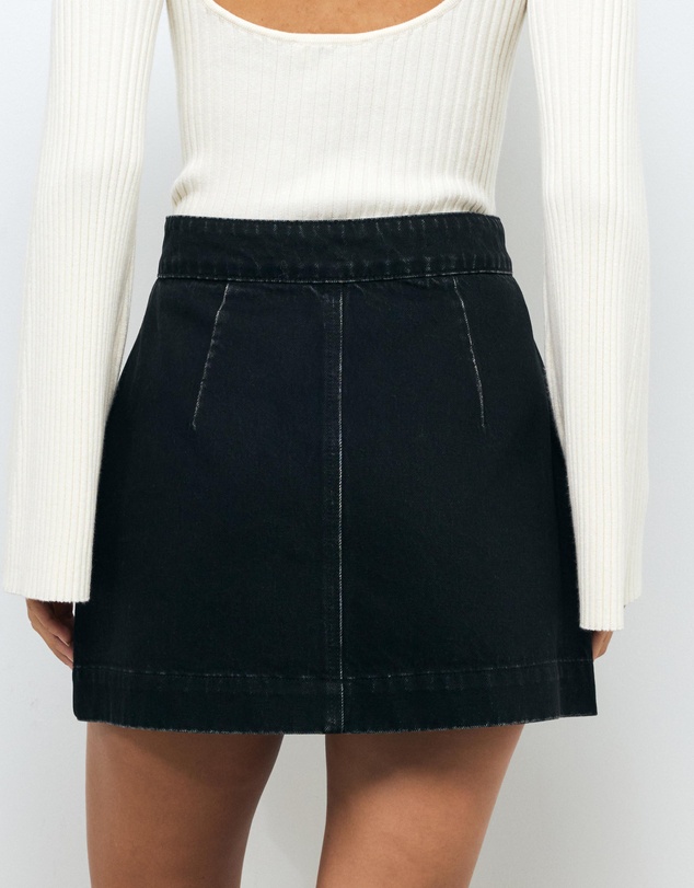 AERE - Denim Wrap Over Mini Skirt