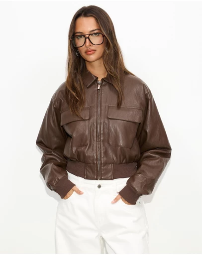Dazie - Lustre Cropped Bomber Jacket