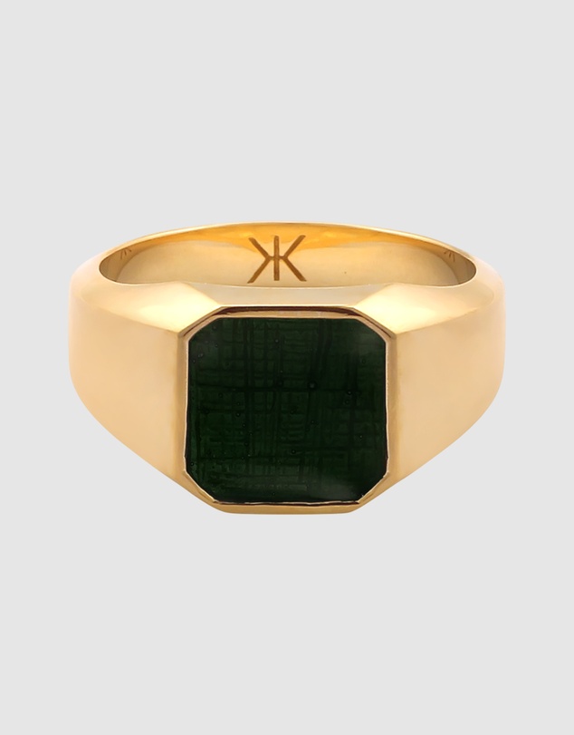 Kuzzoi - ICONIC EXCLUSIVE - Enamel Signet Ring in Gold-Plated 925 Sterling Silver