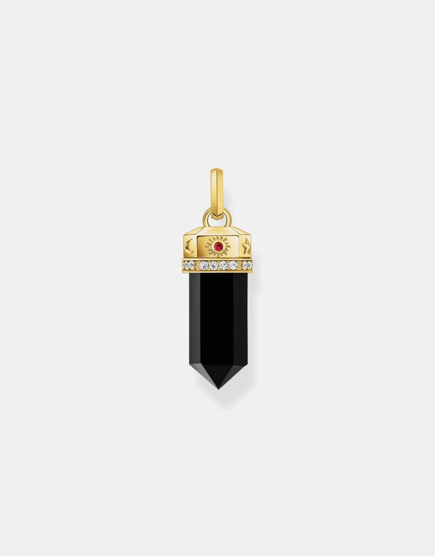 THOMAS SABO - Gold Pendant with Onyx in Hexagon-Shape and Stones