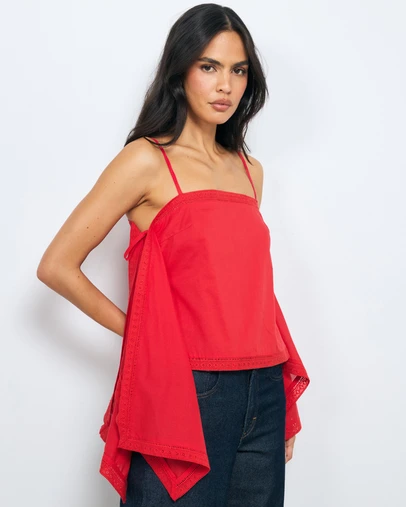 AERE - Piper Cotton Trim Detail Scarf Top