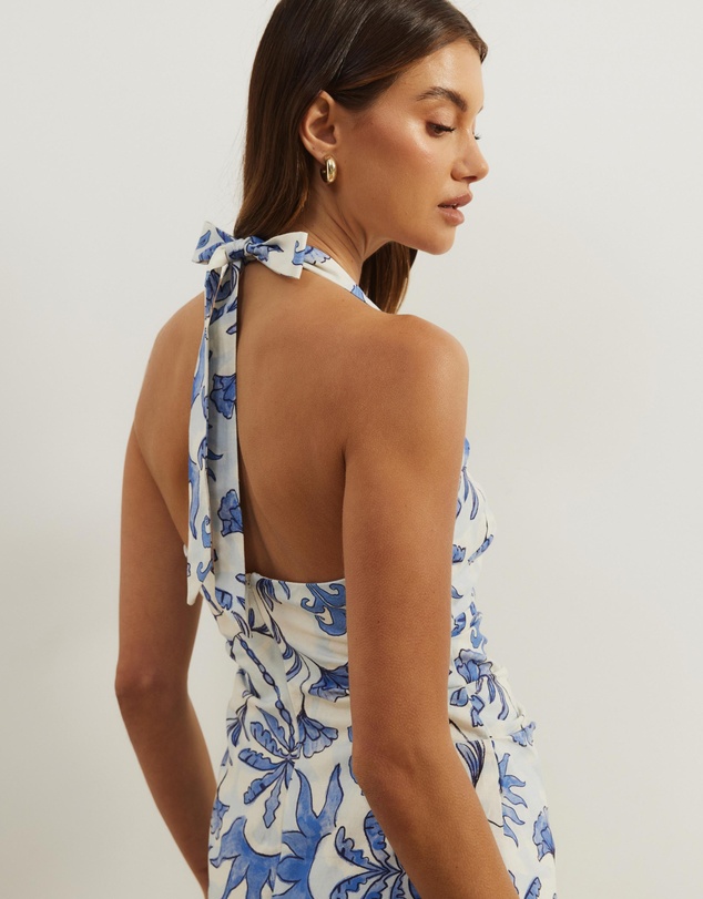 Atmos&Here - Bec Halter Neck Linen Blend Mini Dress