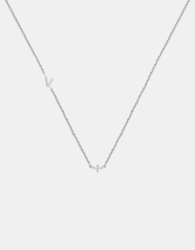 YCL  - Petite Initial Necklace V - Sterling Silver