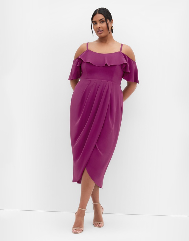 City Chic - Flirtation Drape Midi Dress