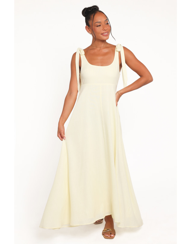 Petal & Pup - Valara Tie Shoulder Maxi Dress - Butter Yellow