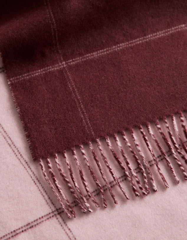 Trenery - Wool Check Reversible Scarf in Light Blush