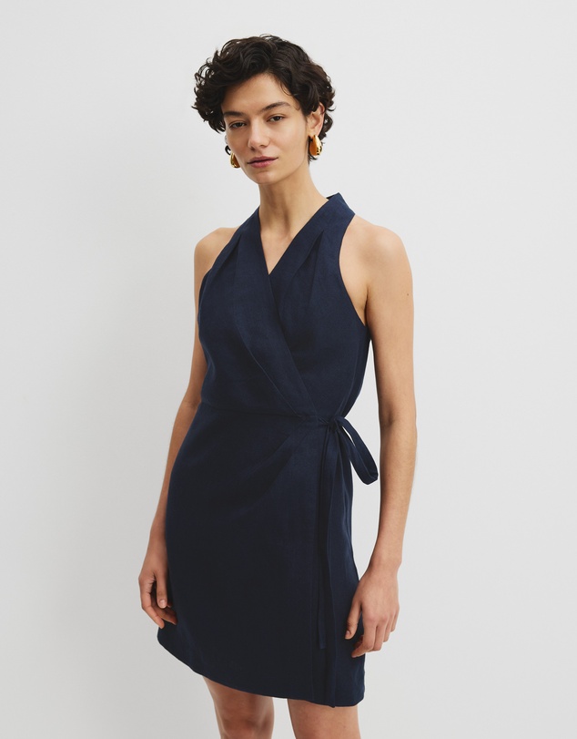chinese dress ladies Linen Wrap Dress | The Compostable Collection
