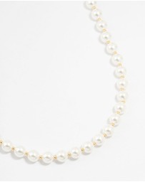 Lovisa - Gold Plated Alternating Medium Pearl & Ball Necklace