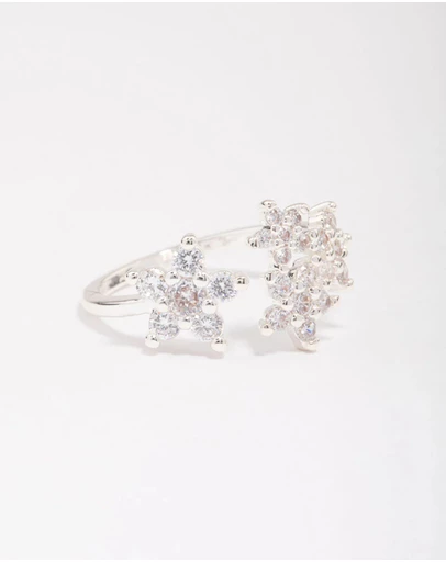 Lovisa - Silver Plated Cubic Zirconia Open Flower Ring