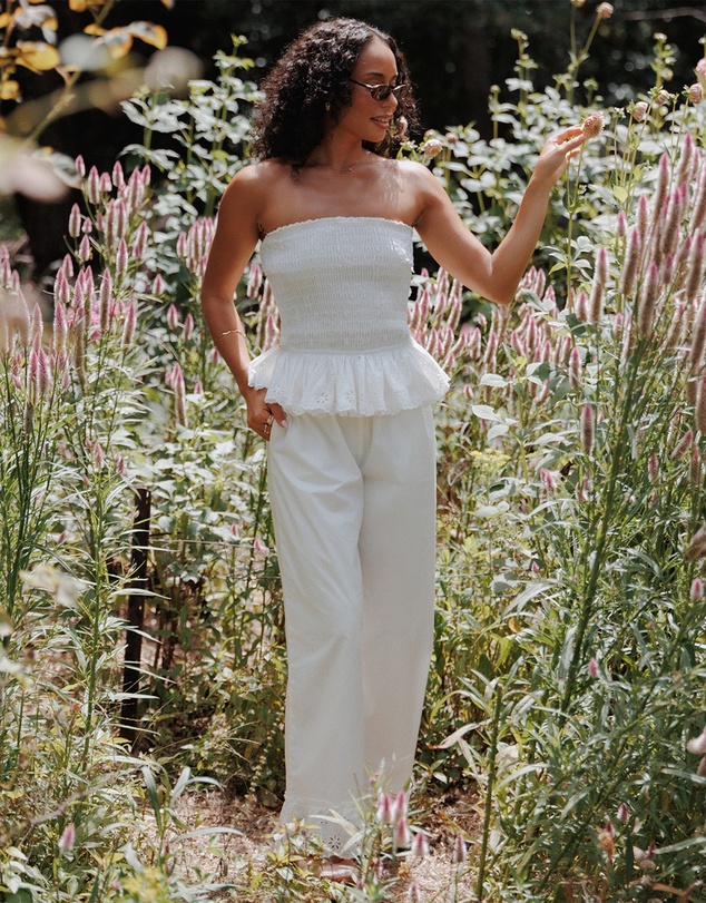 Petal & Pup - Eliska Frill Hem Pant - White