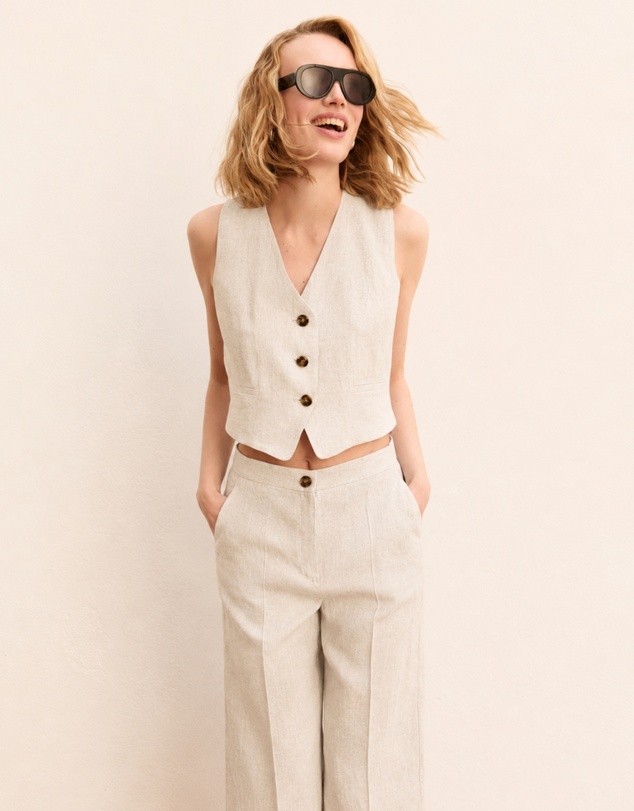 Emme - Ecru Linen Waistcoat