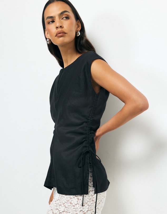 AERE - Aria Linen Trim Detail Top