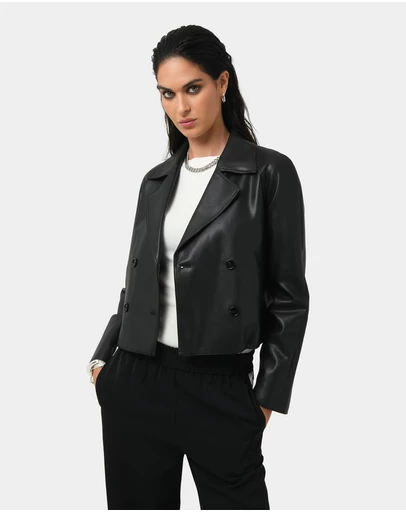 Forcast - Kim Cropped PU Leather Jacket