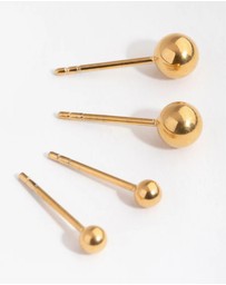 Lovisa - 24 Carat Gold Plated Surgical Steel Graduated Ball Stud Earrings