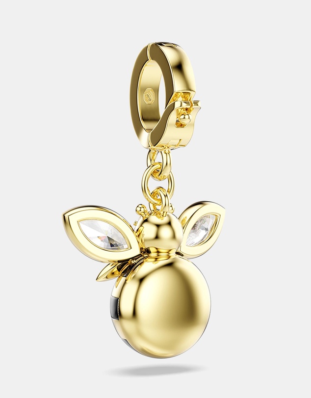 Swarovski - Idyllia charm, Mixed cuts, Bee, Multicoloured, Gold-tone plated