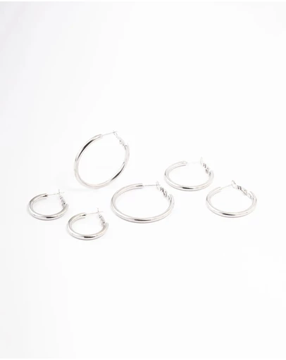 Lovisa - Waterproof Stainless Steel Large Basic Hoop Earrings Pack