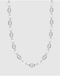 Nialaya Jewellery - Men's Silver Mariner Chain with Pearls
