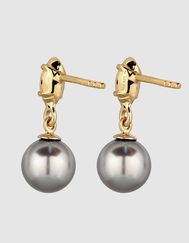 Elli Jewelry - Elegant Pearl Stud Earrings in Gold-Plated 925 Sterling Silver