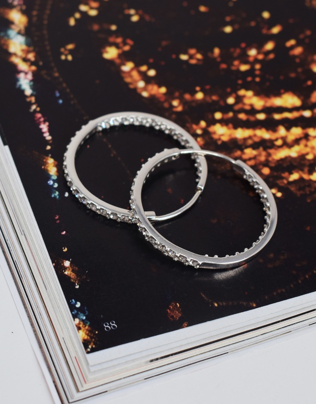 Elli Jewelry - Earrings 925 Sterling Silver Glamor Hoop Crystals