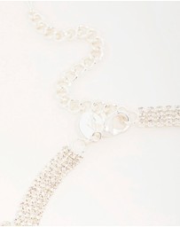 Lovisa - Silver Diamante Fan Cupchain Bib Necklace