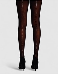 High Heel Jungle - Satellite Crystal Back Seam Opaque Tights