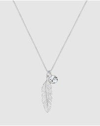 Elli Jewelry - Necklace 925 Sterling Silver Crystal Feather
