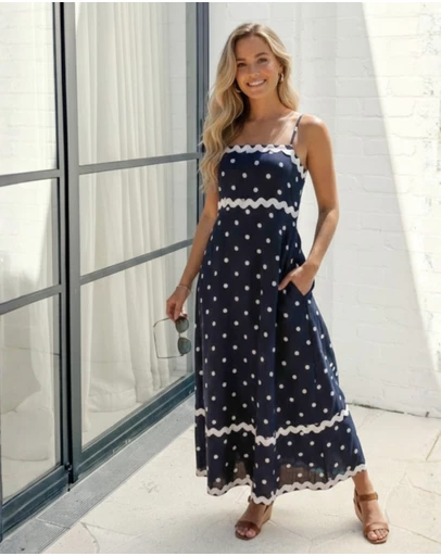 Esther & Co - Priah Dress - Navy Spot