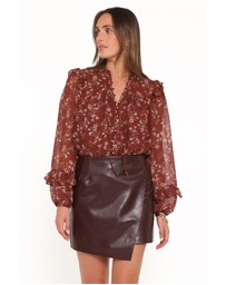 Petal & Pup - Elanira Ruffle Top - Rust Floral
