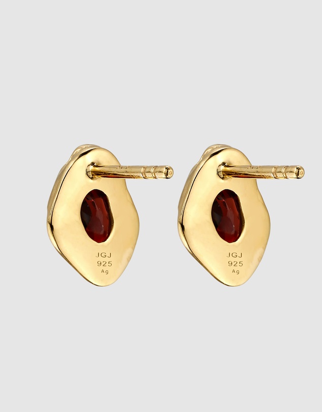 Elli Jewelry - Garnet Stud Earrings in Gold-Plated 925 Silver