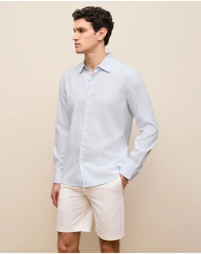 Trenery - Tailored Fit Soft Long Sleeve Shirt in Ice Blue