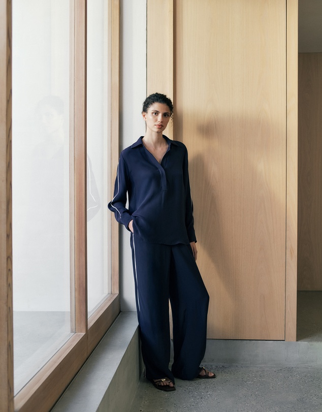 Trenery - Piping Detail Pull On Pant in Night Sky